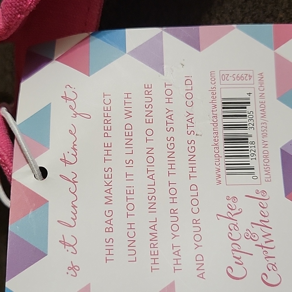 Cupcakes and Cartwheels Good Vibes Only Pink & White  Thermal Lunch Tote - Picture 8 of 14